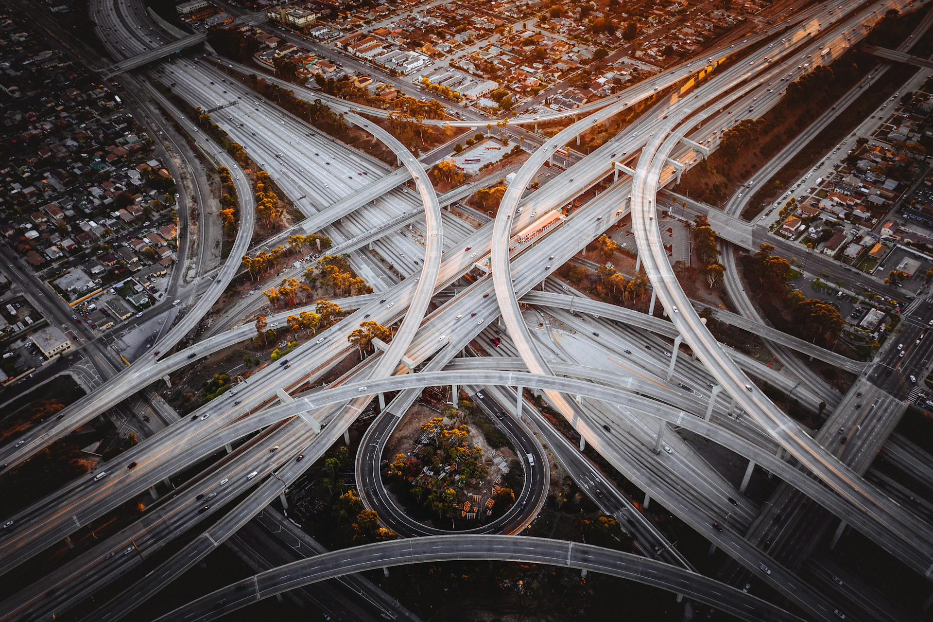 Aerial view of a highway interchange representing the complexity of AI project prioritization and portfolio management across an enterprise.